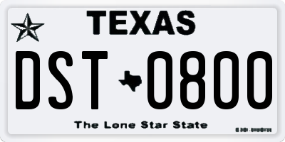 TX license plate DST0800