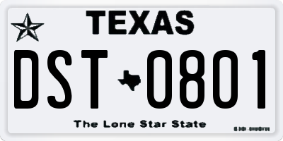 TX license plate DST0801