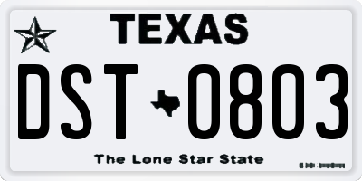 TX license plate DST0803