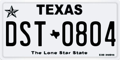 TX license plate DST0804