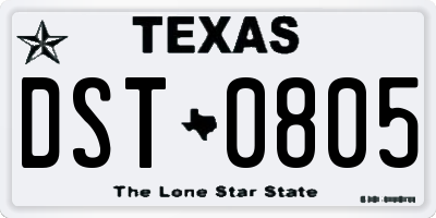 TX license plate DST0805
