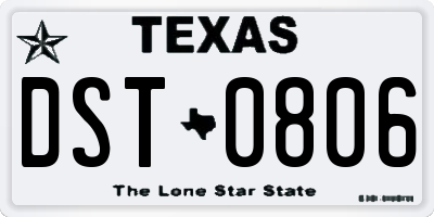 TX license plate DST0806