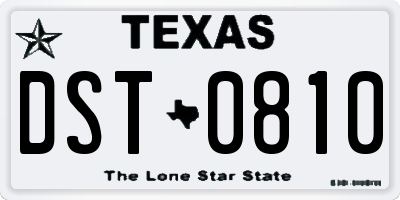 TX license plate DST0810
