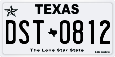 TX license plate DST0812