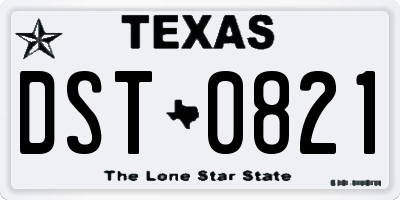TX license plate DST0821