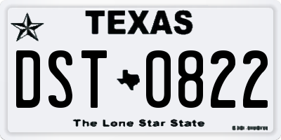 TX license plate DST0822