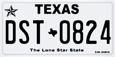 TX license plate DST0824