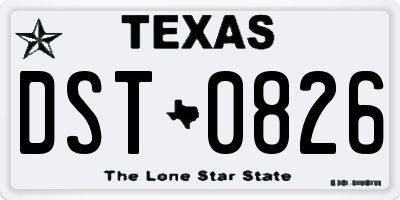 TX license plate DST0826