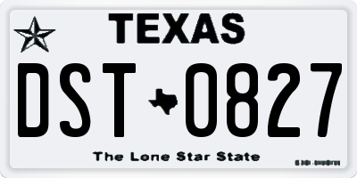 TX license plate DST0827