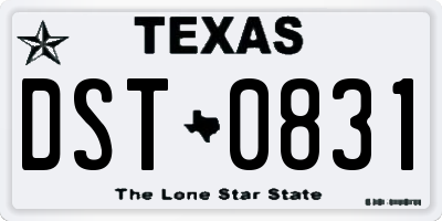 TX license plate DST0831