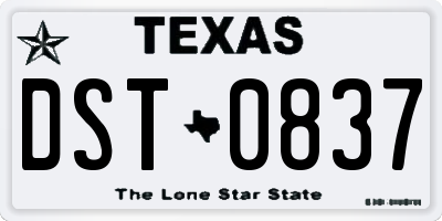 TX license plate DST0837