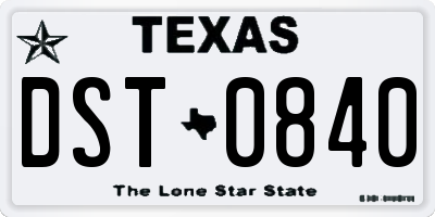 TX license plate DST0840