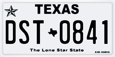TX license plate DST0841