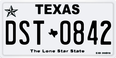 TX license plate DST0842