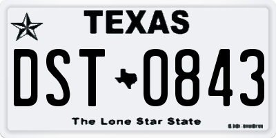 TX license plate DST0843
