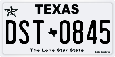 TX license plate DST0845
