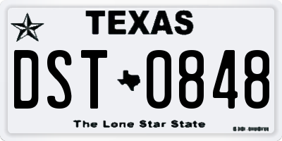 TX license plate DST0848