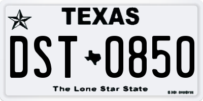 TX license plate DST0850