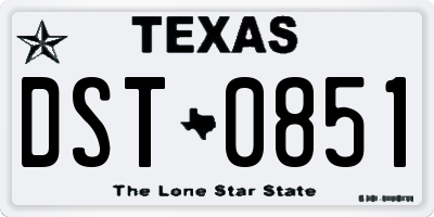 TX license plate DST0851