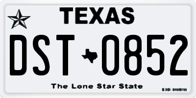 TX license plate DST0852