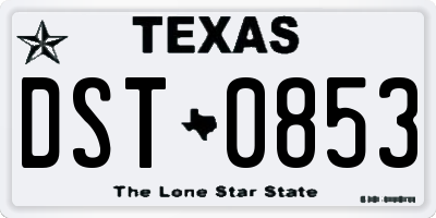 TX license plate DST0853