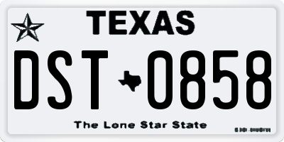 TX license plate DST0858