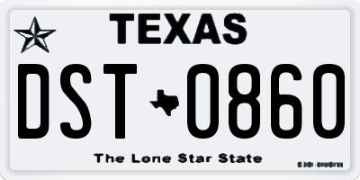 TX license plate DST0860