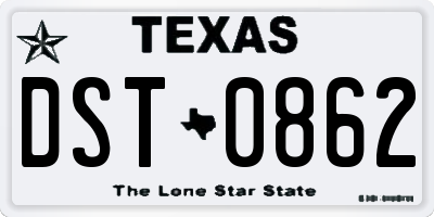 TX license plate DST0862