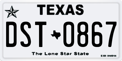 TX license plate DST0867