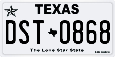 TX license plate DST0868
