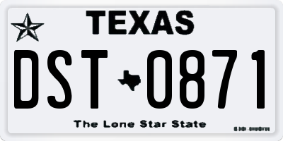 TX license plate DST0871