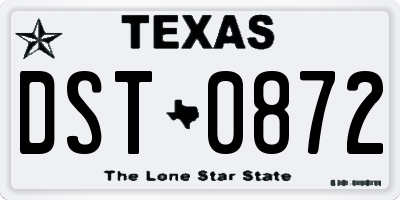 TX license plate DST0872