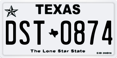 TX license plate DST0874