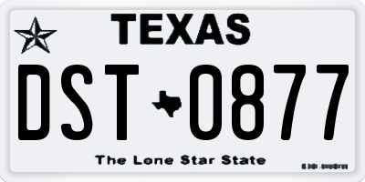 TX license plate DST0877