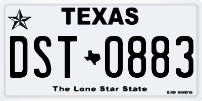 TX license plate DST0883
