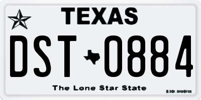 TX license plate DST0884