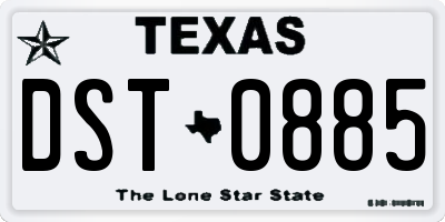 TX license plate DST0885