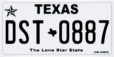 TX license plate DST0887