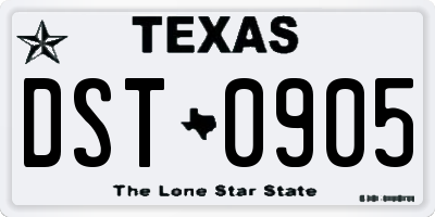TX license plate DST0905