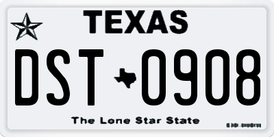 TX license plate DST0908