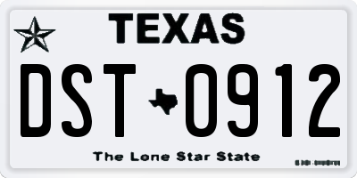 TX license plate DST0912