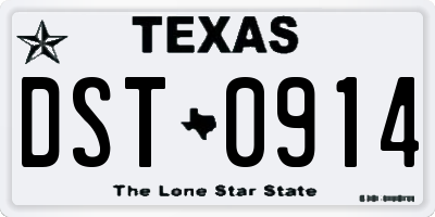 TX license plate DST0914