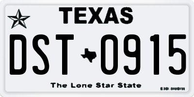 TX license plate DST0915