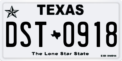 TX license plate DST0918