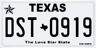 TX license plate DST0919