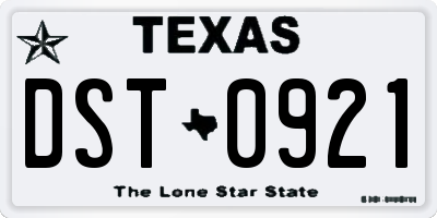 TX license plate DST0921