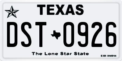 TX license plate DST0926