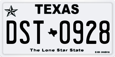 TX license plate DST0928