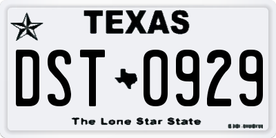 TX license plate DST0929