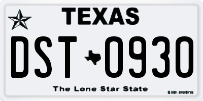 TX license plate DST0930